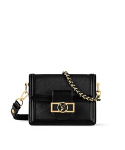 Louis Vuitton Mini Dauphine Crossbody Bag 7.9in/ 20cm Black Gold Hardware For Women M55964
