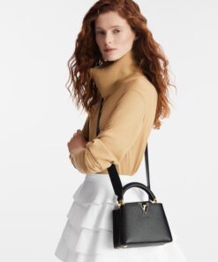 Alternative view of Louis Vuitton Capucines Mini Taurillon Top Handle Bag 8.3in/ 21cm Black Gold Hardware For Women