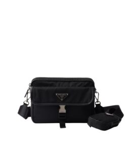 Prada Re-Nylon And Saffiano Leather Shoulder Bag Black For Men 8.7in/22cm 2VH133_2DMH_F0002_V_XMP
