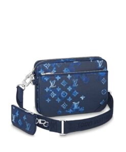 Louis Vuitton Trio Messenger Ink Watercolor Blue For Men, Men’s Bags, Shoulder And Crossbody Bags 9.5in/25cm LV M57840