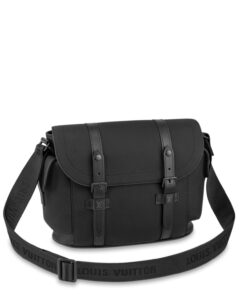 Louis Vuitton Christopher Messenger Crossbody Bag 11.4in/ 29cm Black Taurillon Black Hardware For Men M58476