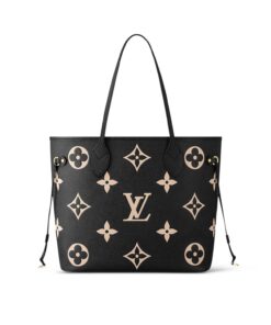 Louis Vuitton Neverfull MM Tote Bag Monogram Empreinte Black/Beige For Women 31cm/12.2in M58907