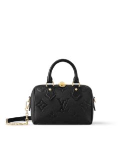 Louis Vuitton Speedy Bandouliere 20 Top Handle Bag 8.1in/ 20.5cm Black Monogram Empreinte Gold Hardware For Women M58953