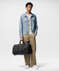 Alternative view of Louis Vuitton Keepall Bandouliere 50 Travel Bag 19.7in/ 50cm Black Matte Black Hardware M59025