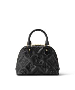 Louis Vuitton Alma BB Top Handle Bag 9.6in/ 24.5cm Black Gold Hardware For Women M59793