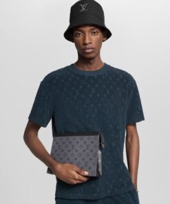 Alternative view of Louis Vuitton Pochette Voyage MM Pouch 10.6in/ 27cm Grey Monogram Eclipse Silver Hardware For Men M69535