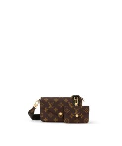 Louis Vuitton Pochette Felicie Strap & Go Wallet Shoulder Bag 6.7in/ 17cm Khaki Green Monogram Canvas Gold Hardware For Women M80091