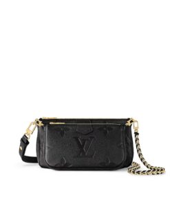Louis Vuitton Multi Pochette Accessoire Shoulder Bag 9.8in/ 25cm Black Monogram Empreinte Gold Hardware For Women M80399