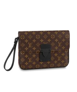 Louis Vuitton S Lock A4 Pouch Monogram Macassar Canvas For Men, Shoulder and Crossbody Bags 10.6in/27cm LV M80560