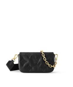Louis Vuitton Wallet On Strap Bubblegram Black 7.9in/20cm for Women M81398