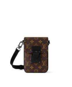 Louis Vuitton S-Lock Vertical Wearable Wallet Monogram Macassar Black For Men, Men’s Bags, Shoulder And Crossbody Bags 7.5in/19cm LV M81522