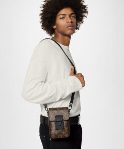 Louis Vuitton S-Lock Vertical Wearable Wallet Monogram Macassar Black For Men, Men’s Bags, Shoulder And Crossbody Bags 7.5in/19cm LV M81522 - Image 8