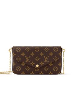 Louis Vuitton Pochette Felicie Shoulder Bag 8.3in/ 21cm Fuchsia Monogram Canvas Gold Hardware For Women M81896
