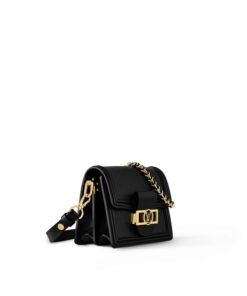 Louis Vuitton Mini Dauphine Crossbody Bag 7.9in/ 20cm Black Gold Hardware For Women M55964 - Image 3