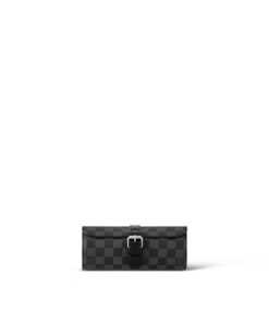 Louis Vuitton 3 Watch Case Damier Graphite Canvas For Men, Men’s Bags, Travel Bags 7.9in/20cm LV N41137