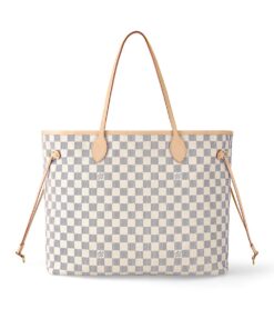 Louis Vuitton Neverfull GM Tote Bag 15.4in/ 39cm Beige Damier Azur Gold Hardware For Women N40602