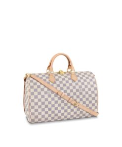 Louis Vuitton Speedy Bandouliere 35 Top Handle Bag 13.8in/ 35cm White Gold Hardware For Women N41372