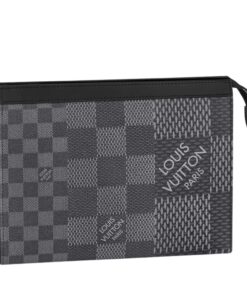 Louis Vuitton Pochette Voyage MM Damier Graphite 3D Canvas Grey For Men, Men’s Travel Accessories 27cm LV N60444