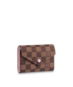 Louis Vuitton Victorine Wallet Damier Canvas Ebene Rose Ballerine Pink For Women N61700