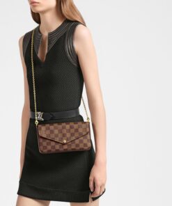 Alternative view of Louis Vuitton Pochette Felicie Shoulder Bag  8.3in/ 21cm Brown Gold Hardware For Women N63032