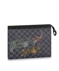 Louis Vuitton Pochette Voyage MM Damier Graphite Stamps Canvas for Men, 10.6in/27cm – N64605