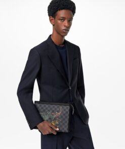 Alternative view of Louis Vuitton Pochette Voyage MM Damier Graphite Stamps Canvas for Men, 10.6in/27cm – N64605