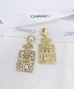 Alternative view of Chanel Perfume Bottle Earrings Gold Tone For Women
