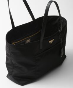 Prada Re-Edition 1978 Large Re-Nylon And Saffiano Tote Bag Black For Women 16.9 Inches/ 43 Cm 1BG527_R064_F0002_V_OOO - Image 4