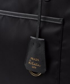 Prada Re-Edition 1978 Large Re-Nylon And Saffiano Tote Bag Black For Women 16.9 Inches/ 43 Cm 1BG527_R064_F0002_V_OOO - Image 3