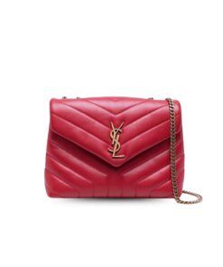 Saint Laurent Loulou Small Chain Bag In Matelassé “Y” Burgundy For Women 9.4in/24cm YSL 494699DV7276475