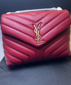 Alternative view of Saint Laurent Loulou Small Chain Bag In Matelassé “Y” Burgundy For Women 9.4in/24cm YSL 494699DV7276475