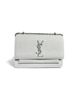 Saint Laurent Sunset Medium Chain Bag For Women 8in/20cm White YSL 442906DND0N9207