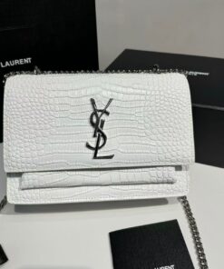 Saint Laurent Sunset Medium Chain Bag For Women 8in/20cm White YSL 442906DND0N9207 - Image 3
