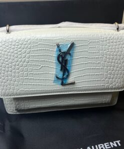 Alternative view of Saint Laurent Sunset Chain Bag White With Silver Hardware For Women 7.4in/19cm YSL 533026DND1N9207