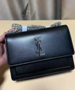 Saint Laurent Sunset Medium Chain Bag Black For Women 8.7in/20cm 442906D420N1000 - Image 3