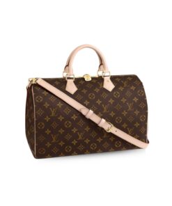 Louis Vuitton Speedy Bandouliere 35 Top Handle Bag 13.8in/ 35cm Brown Gold Hardware For Women M41111