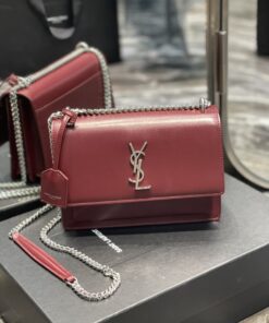 Saint Laurent Sunset Medium Chain Bag Red For Women 8in/20cm