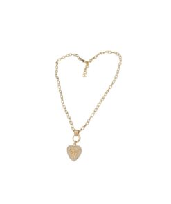 Chanel Twinkle Heart Chain Necklace Gold Tone For Women