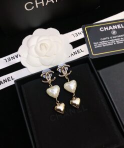 Alternative view of Chanel Two Hearts Links Earrings Gold Tone For Women