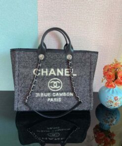 Chanel Shopping Small Tote Bag 15.2in/ 39cm Grey Silver Hardware For Women