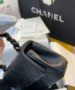 Chanel Flap Bag Small Crossbody 7.8in/ 20cm Black Black Hardware For Women - Image 3