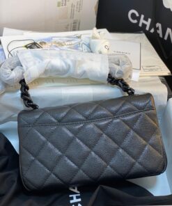 Chanel Flap Bag Small Crossbody 7.8in/ 20cm Black Black Hardware For Women - Image 4