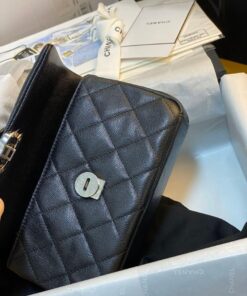 Chanel Flap Bag Small Crossbody 7.8in/ 20cm Black Black Hardware For Women - Image 5