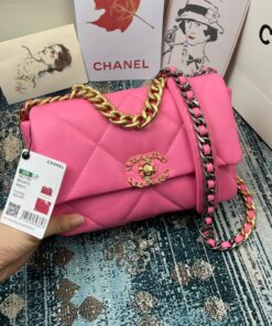 Chanel 19 Flap Bag Small Crossbody 10.2in/ 26cm Pink Gold Hardware For Women AS1160 - Image 3