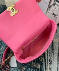 Chanel 19 Flap Bag Small Crossbody 10.2in/ 26cm Pink Gold Hardware For Women AS1160 - Image 5