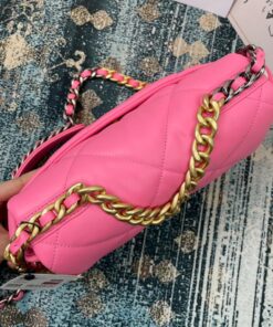 Chanel 19 Flap Bag Small Crossbody 10.2in/ 26cm Pink Gold Hardware For Women AS1160 - Image 7