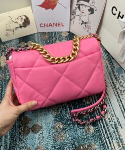 Chanel 19 Flap Bag Small Crossbody 10.2in/ 26cm Pink Gold Hardware For Women AS1160 - Image 8
