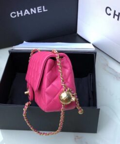 Alternative view of Chanel Flap Bag With CC Ball On Strap Mini Crossbody 7.8in/ 20cm Pink Gold Hardware For Women AS1787