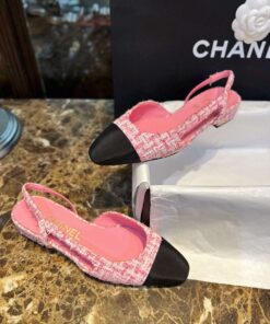 Alternative view of Chanel Woolen Lat Lace Up Sandals Pink For Women