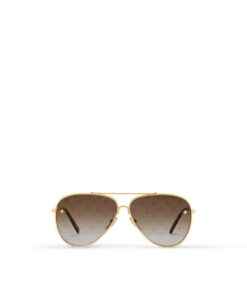 Louis Vuitton The LV Pilot Sunglasses Gold For Women – Z1620U - Image 5